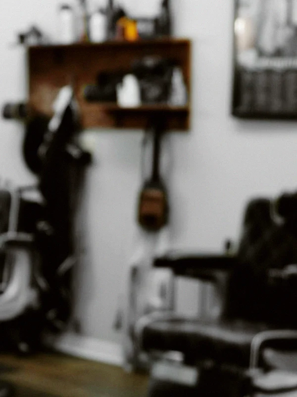An open chair at one of the Mad Barbers stations
